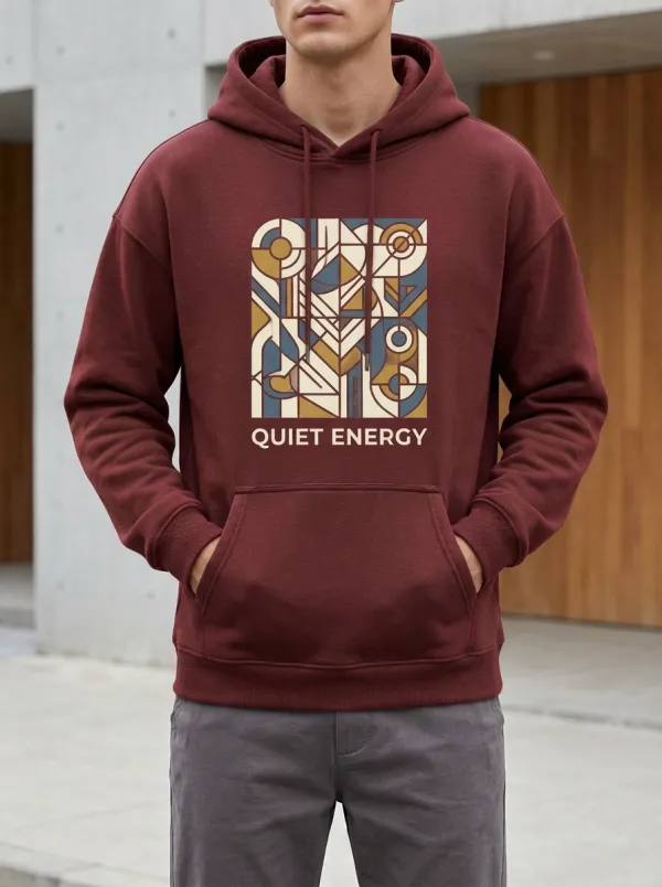 Men's Geometric Graphic Ribbed Trim Hoodie