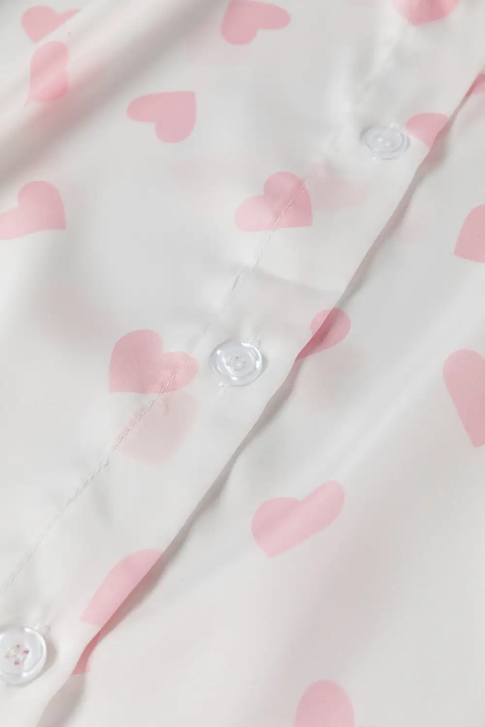 Heart Print Drop Shoulder Puff Sleeve Shirt