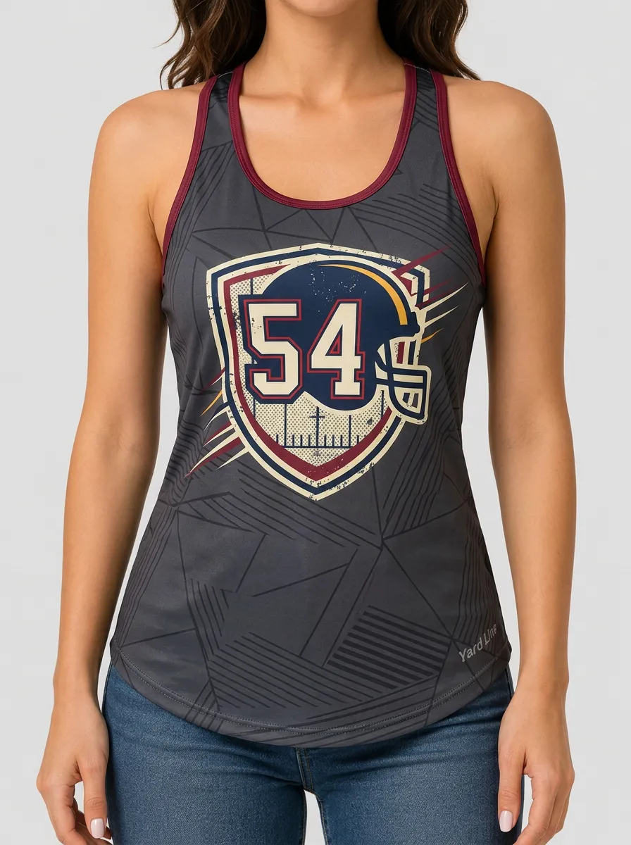 Women's Football Fan 54 Helmet Shield Printed Tank Top