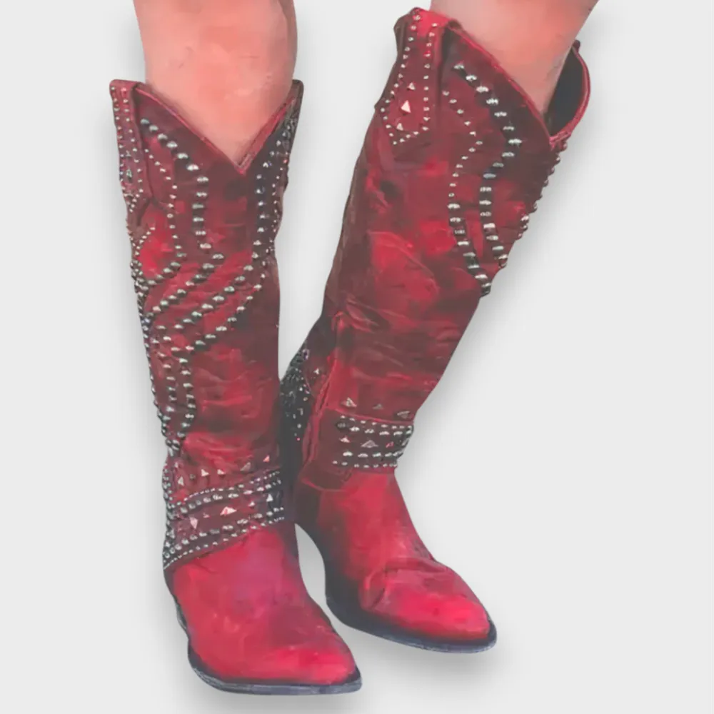 Leather Western Knee High Knee High Boots