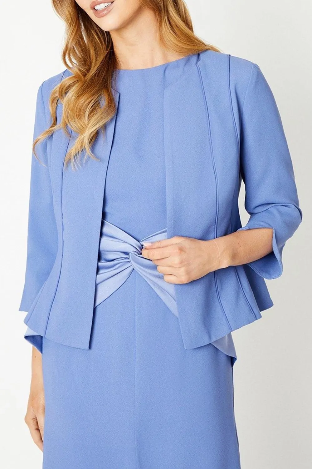 Crepe Textured Jacket With Piping And Seams