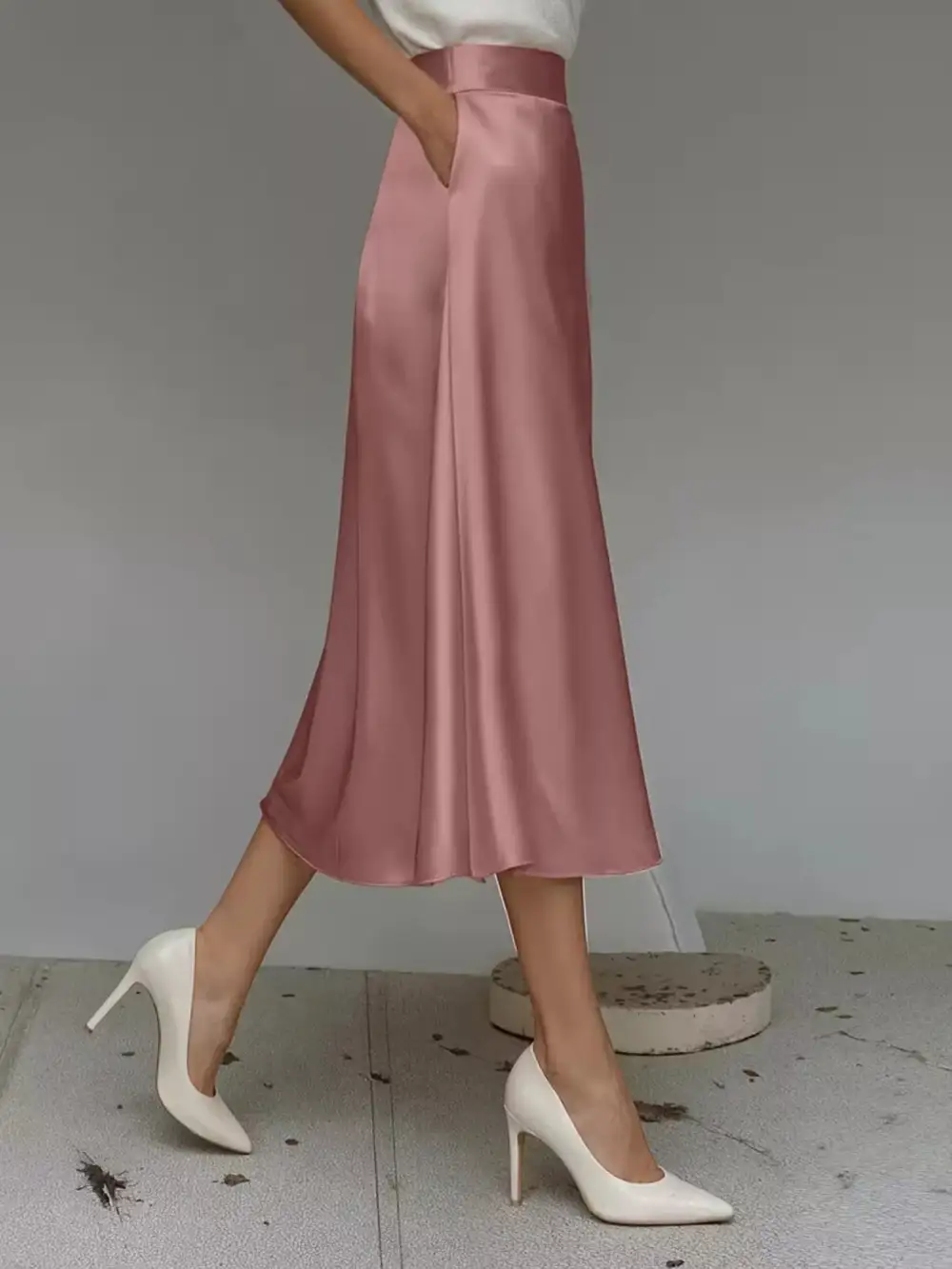 Everyday Satin Midi Skirt