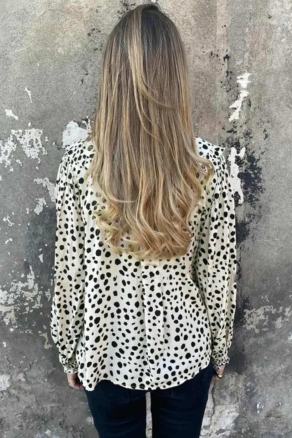 Polka Dot Ruffle Puff Sleeve Blouse