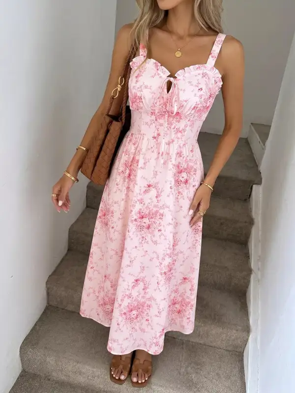 Polished Detail Floral Printed Ruffle Dress