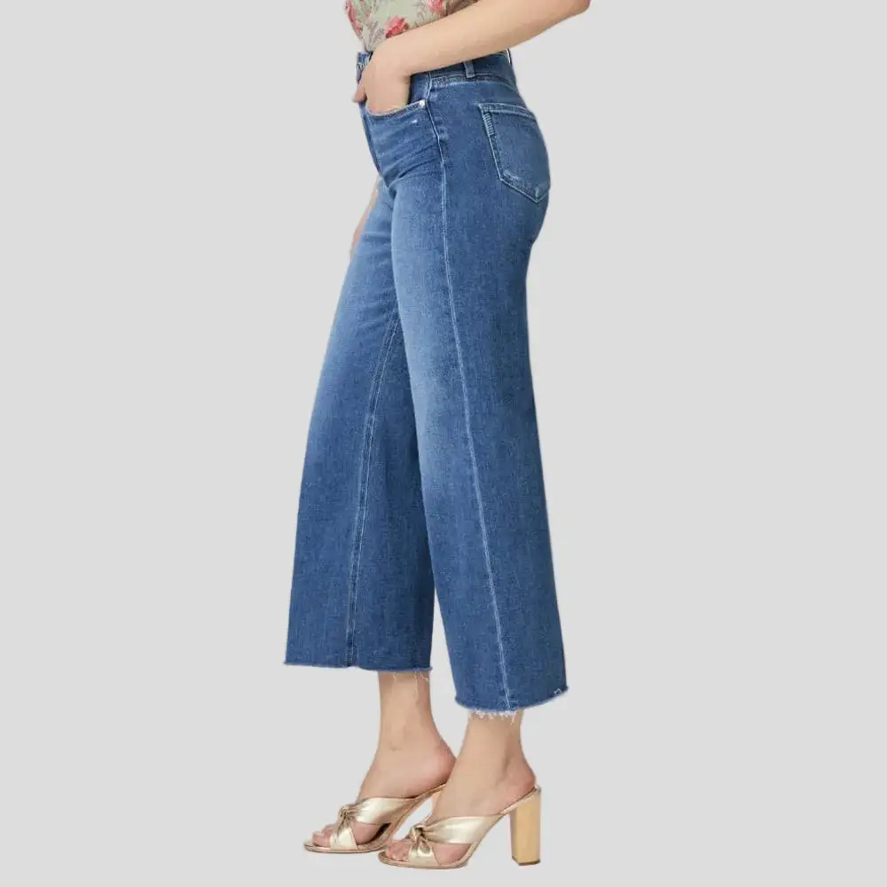 Polished Wide-Leg Ankle-Length High-Waist Women's Jeans
