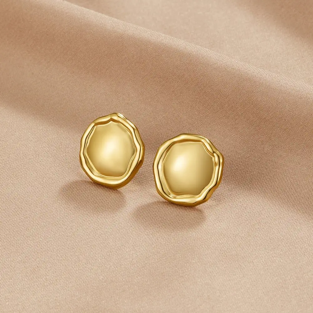 Stainless Steel Button Earrings