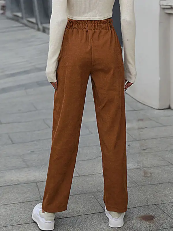 Elastic Nine Point Corduroy Straight Pants