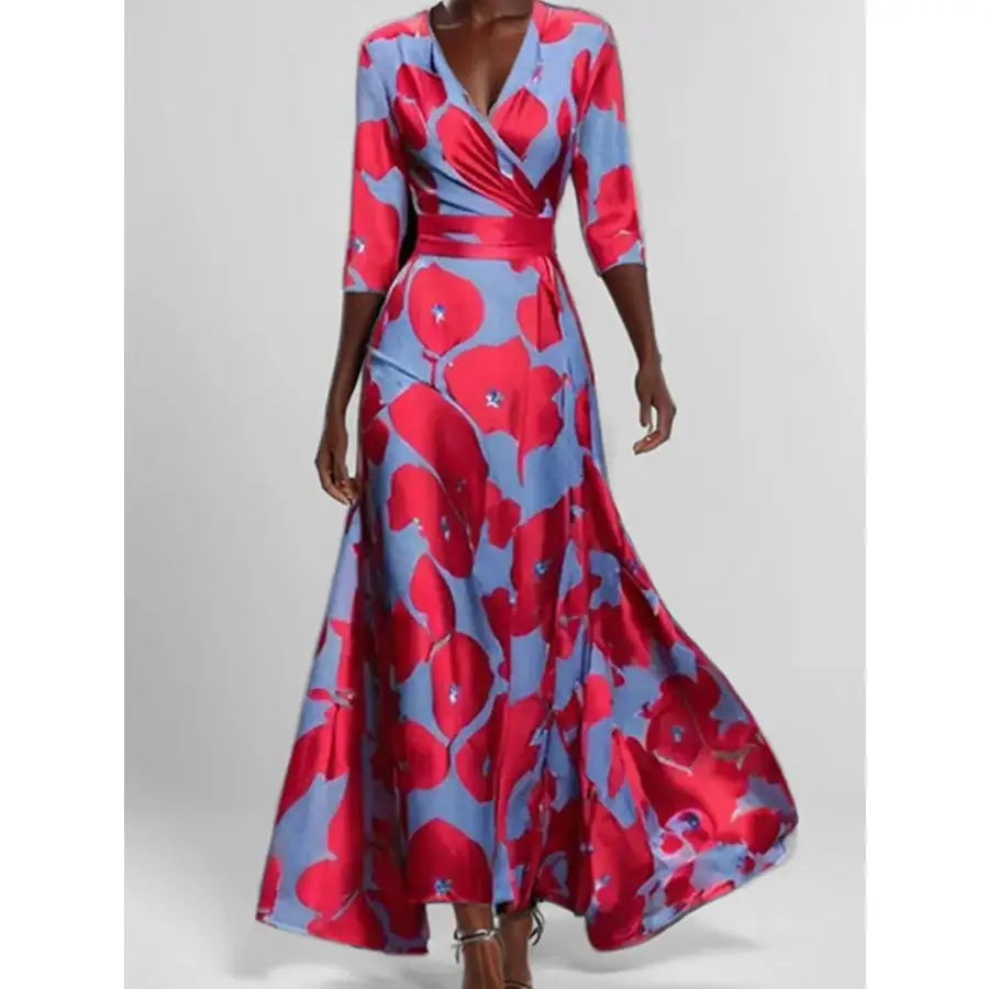Floral Print Half Sleeve Maxi Dress