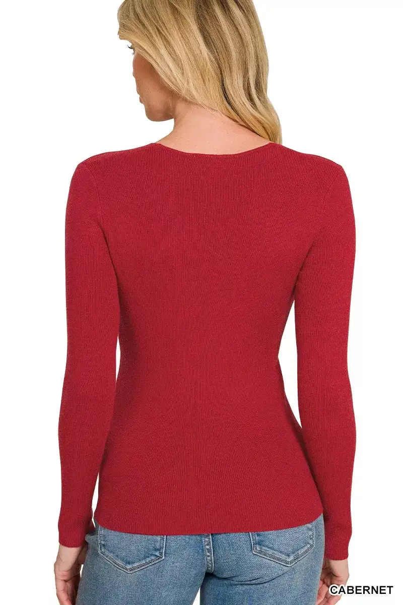 Tailored Viscose Fitted V-Neck Sweater