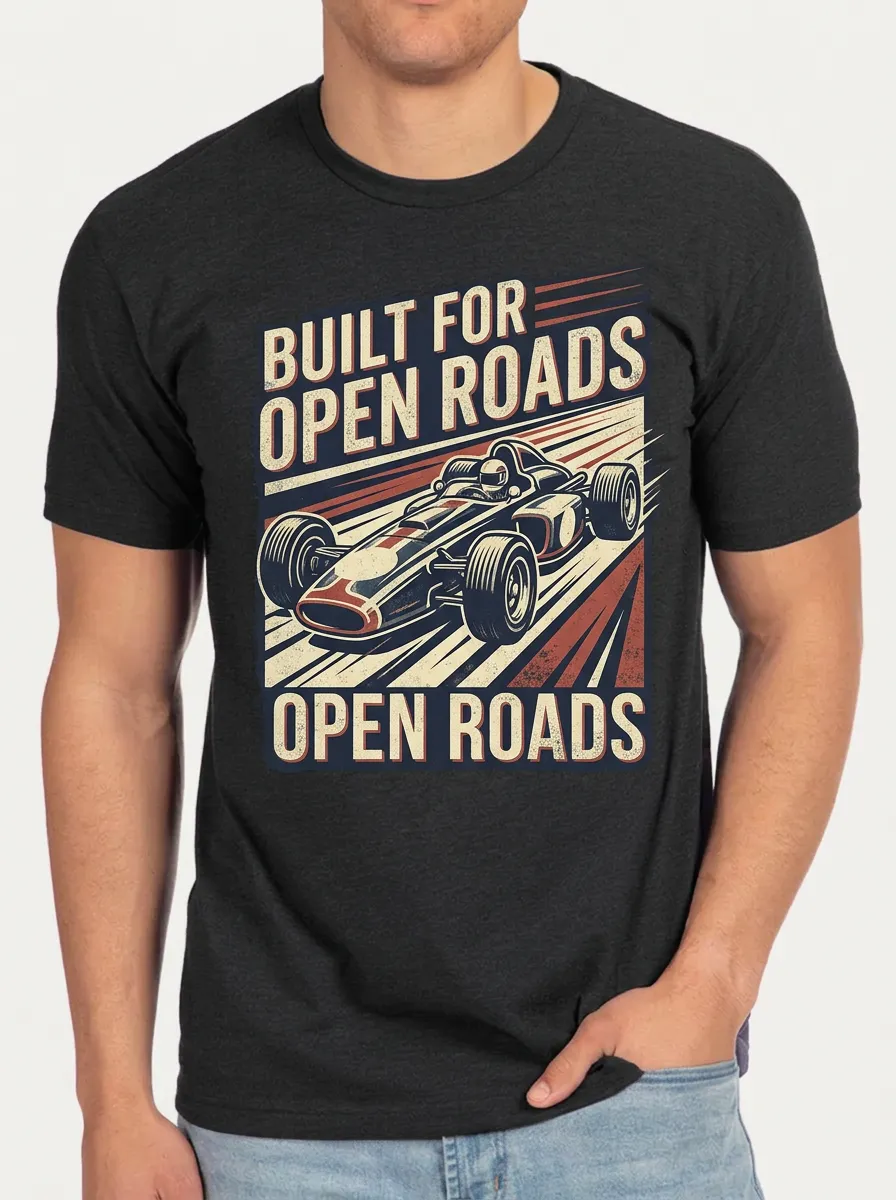 Men's Crewneck Wildland Trek Racing Enthusiast Vintage F1 Car Graphic T-Shirt