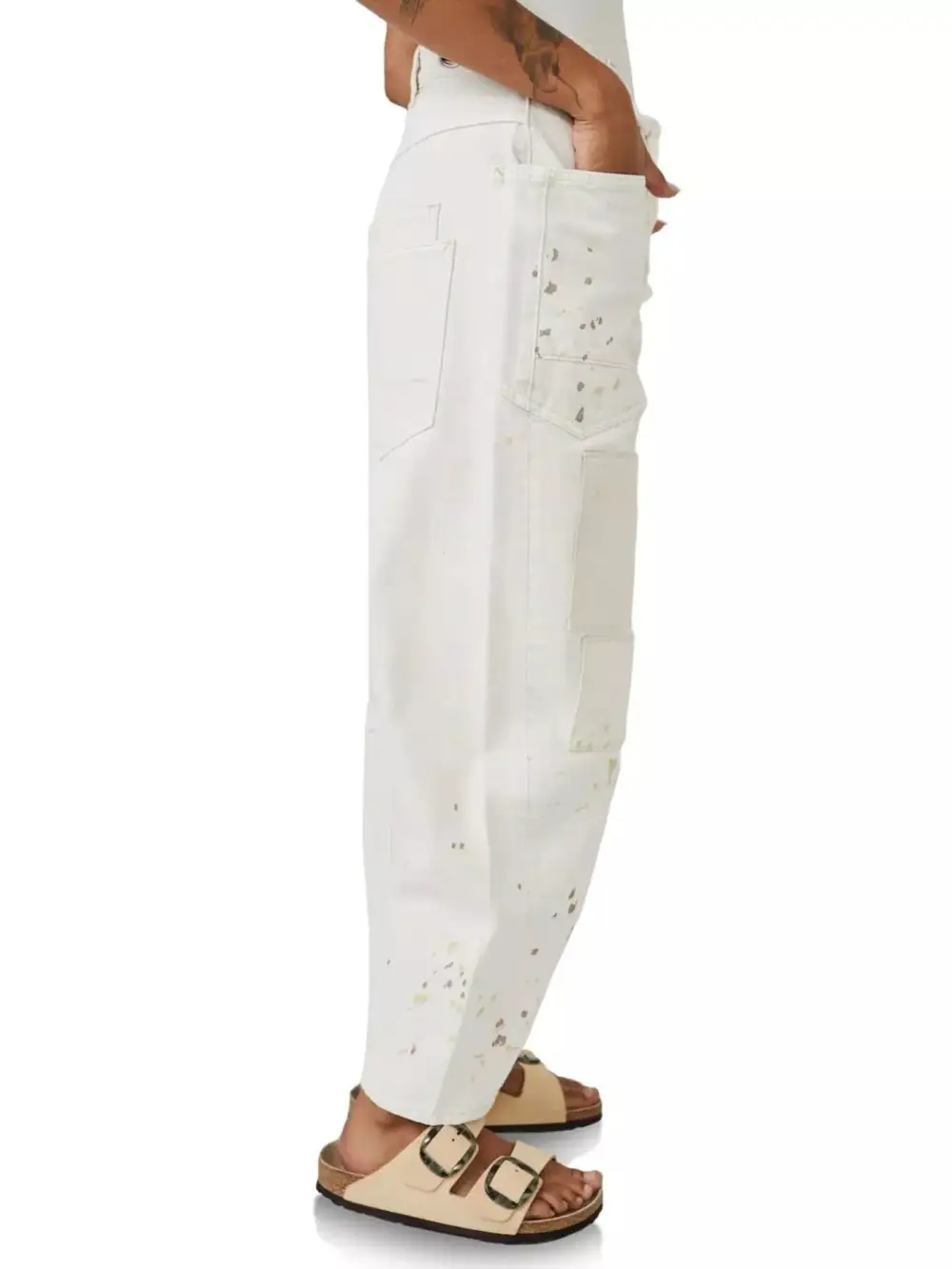 Tailored Wide Leg Washed Denim Jeans