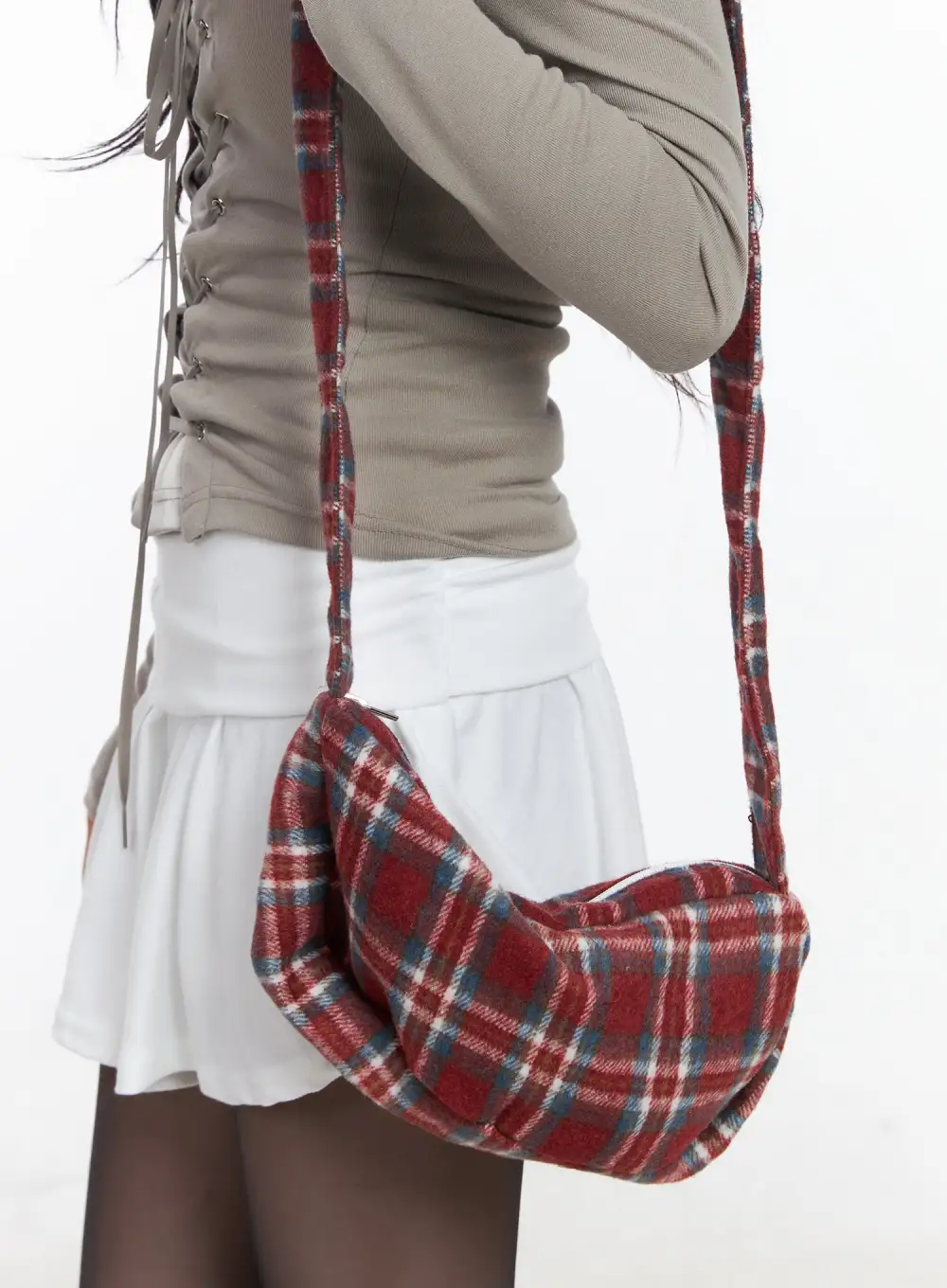 Plaid Fleece Crossbody Bag