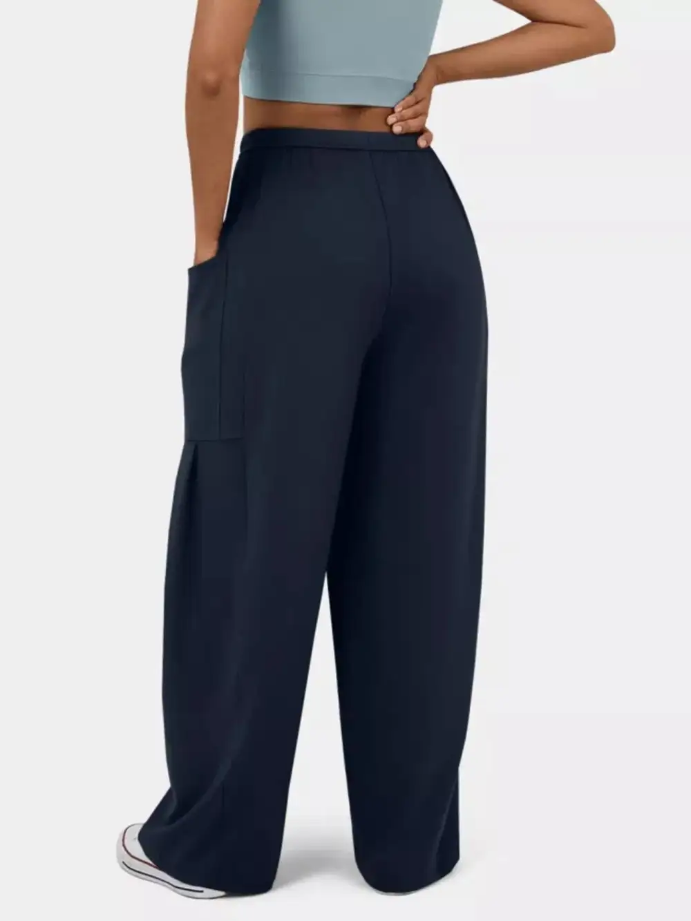 High Waisted Drawstring Wide Leg Pants