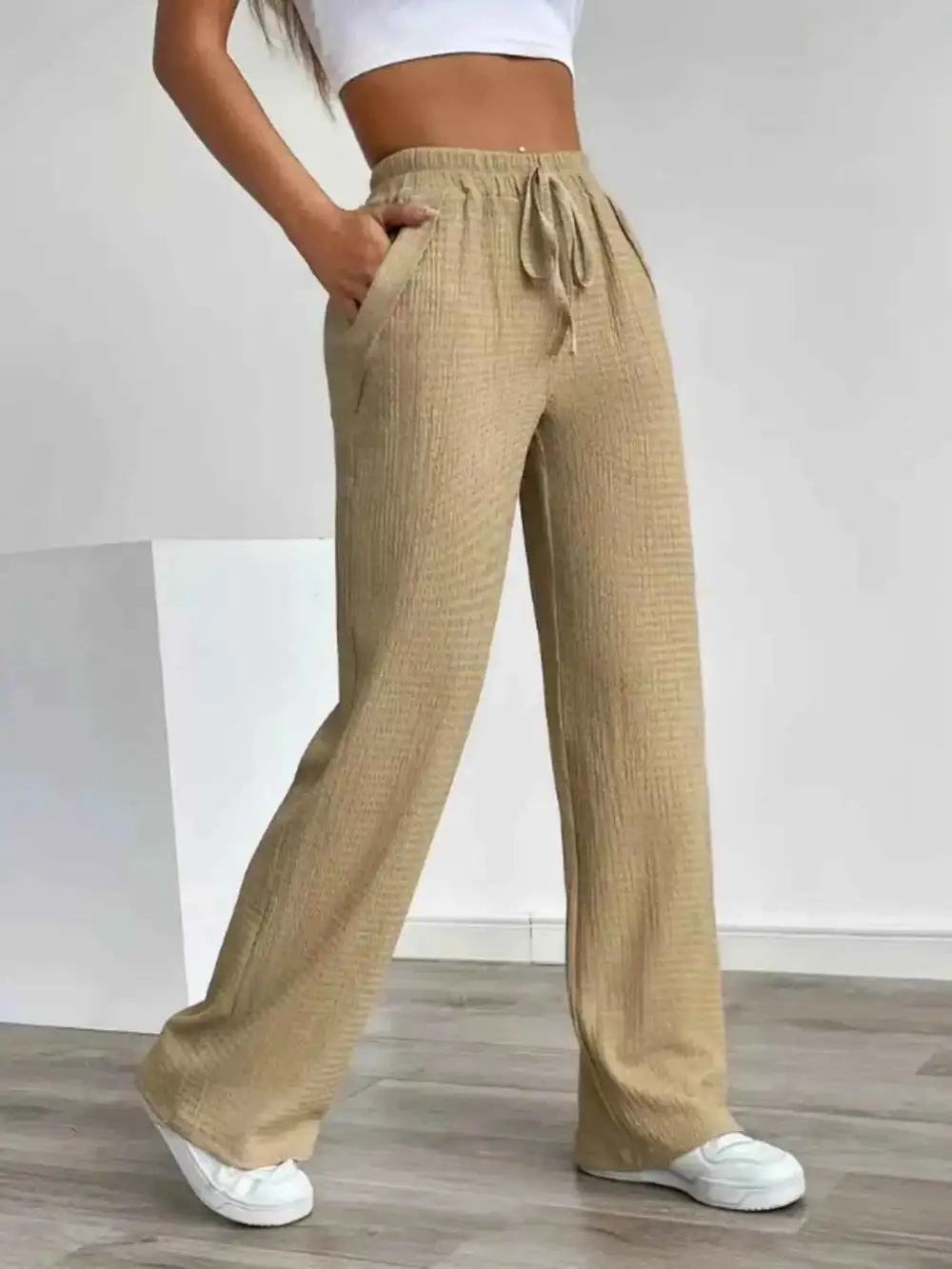 Texture Wide-Leg Pants
