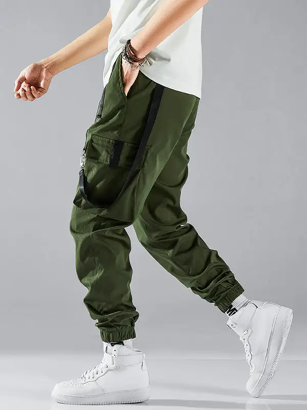 Men's Strap Design Multi-Pocket Cargo Pants