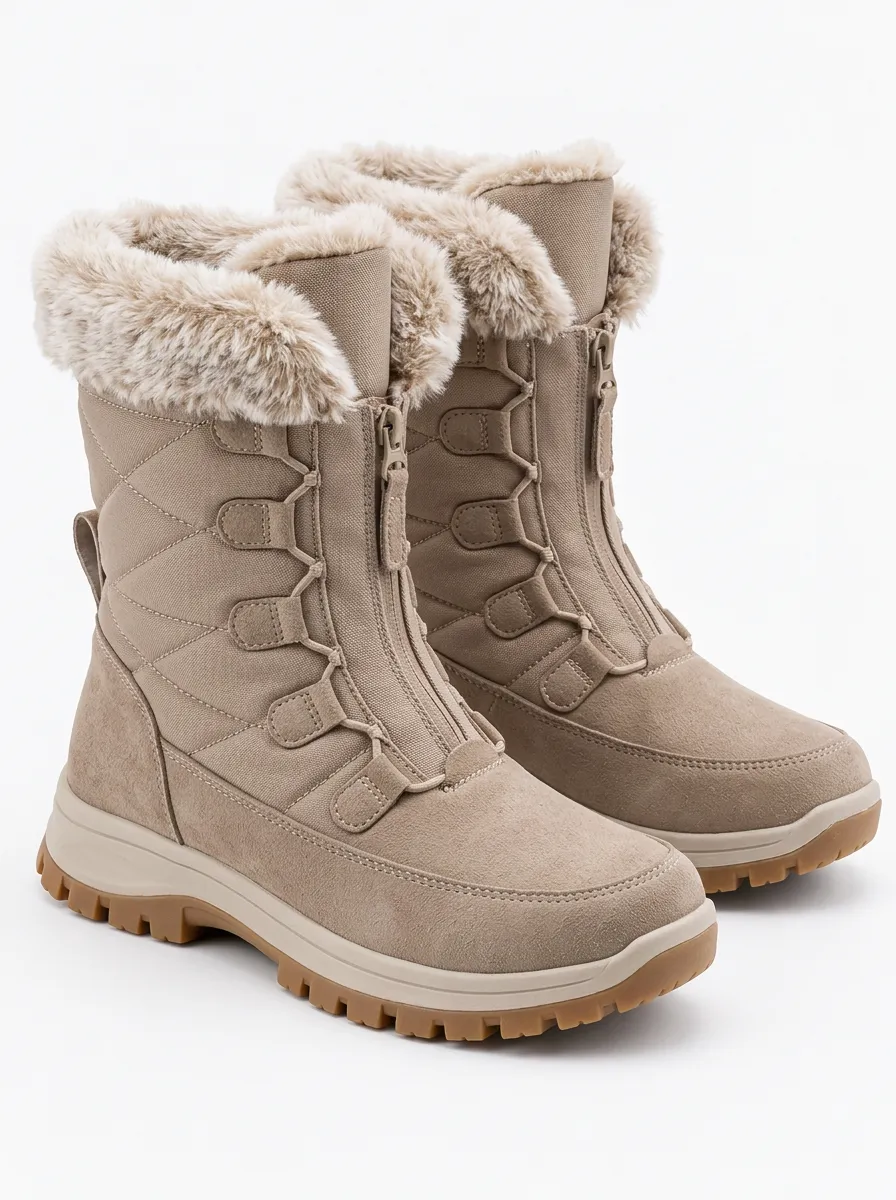Women’s Cozy Side Zip Cold Weather Boots with Faux Fur Lined