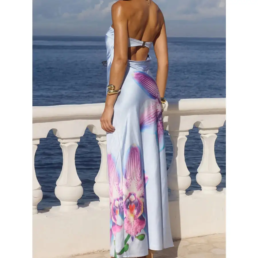 Relaxed Printed Tube Maxi Dress