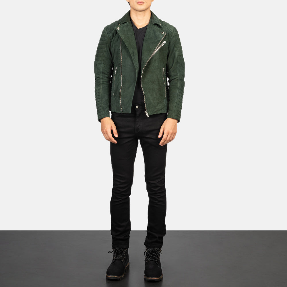 Men's Structured Biker Suede Jacket