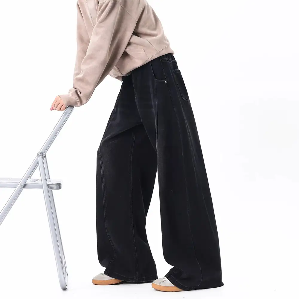 Vintage-Wash Ultra-Wide Jeans