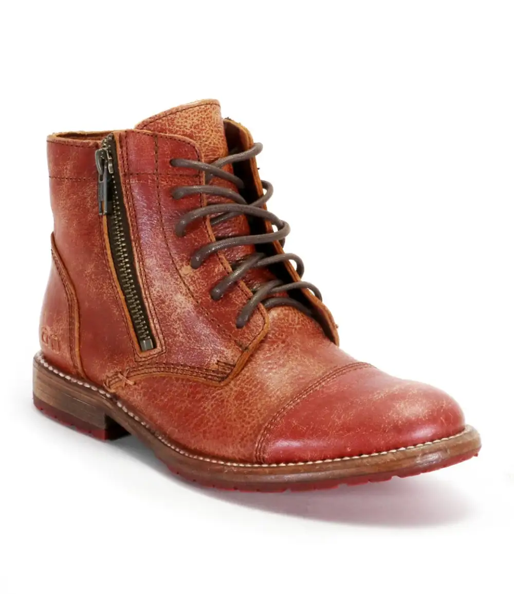 Cap-Toe Contrast-Stitched Combat Boots