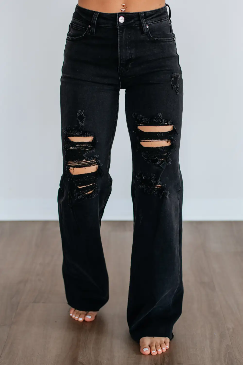 Women's High Rise Wide Leg Cotton Blend Jeans