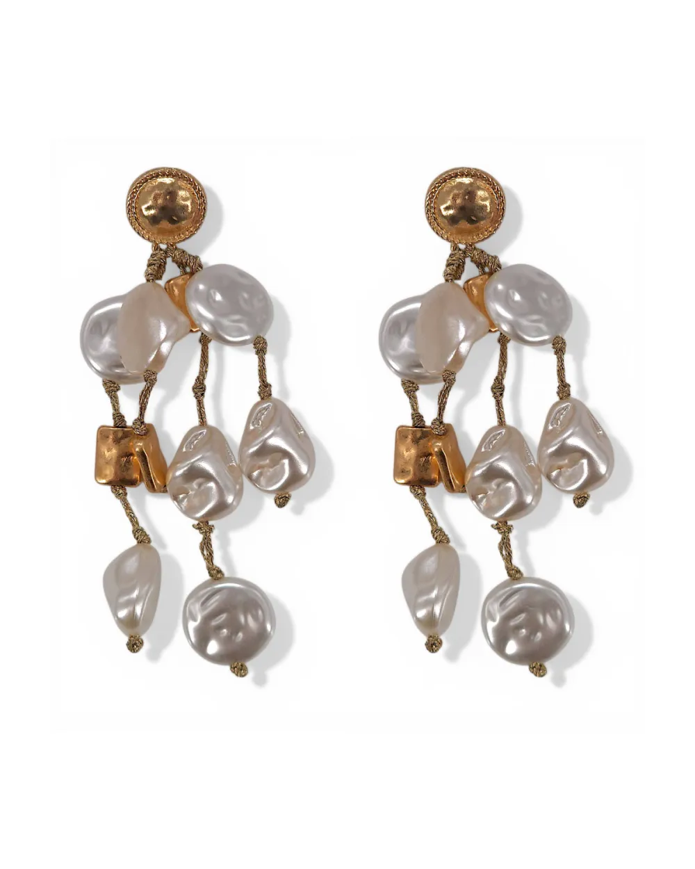 Coin Baroque Pearl Statement Earrings