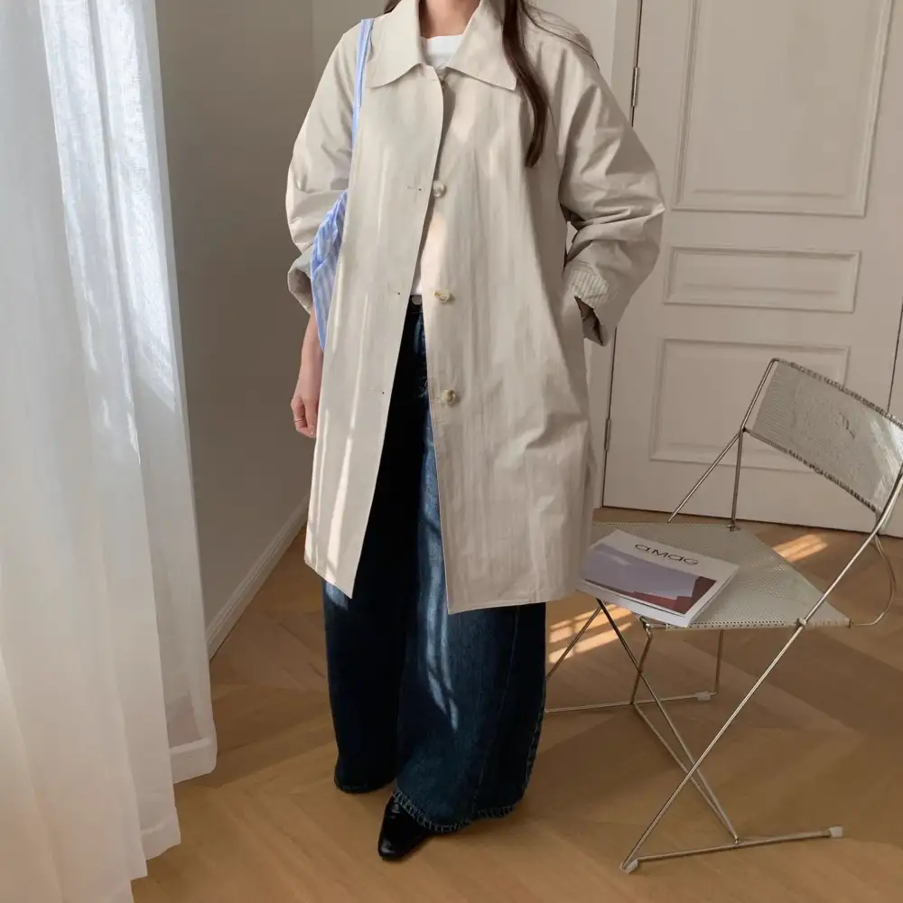 Relaxed Lapel Collar Trench Coat