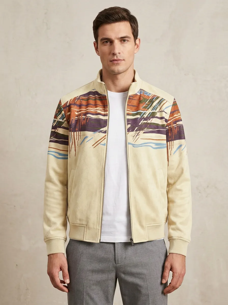 Abstract Print Bomber Jacket