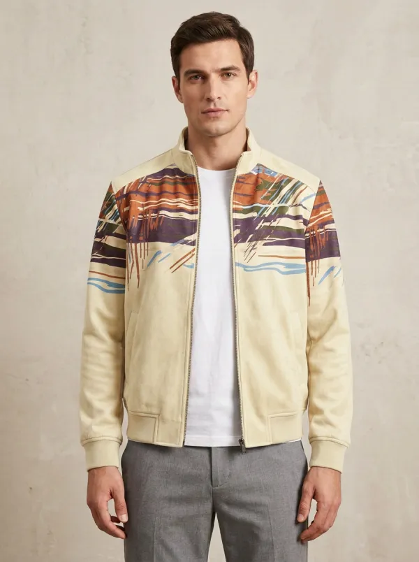 Abstract Print Bomber Jacket
