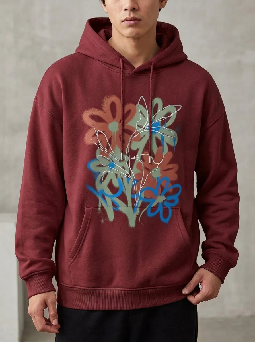 Unisex Floral Art Graffiti Hoodie