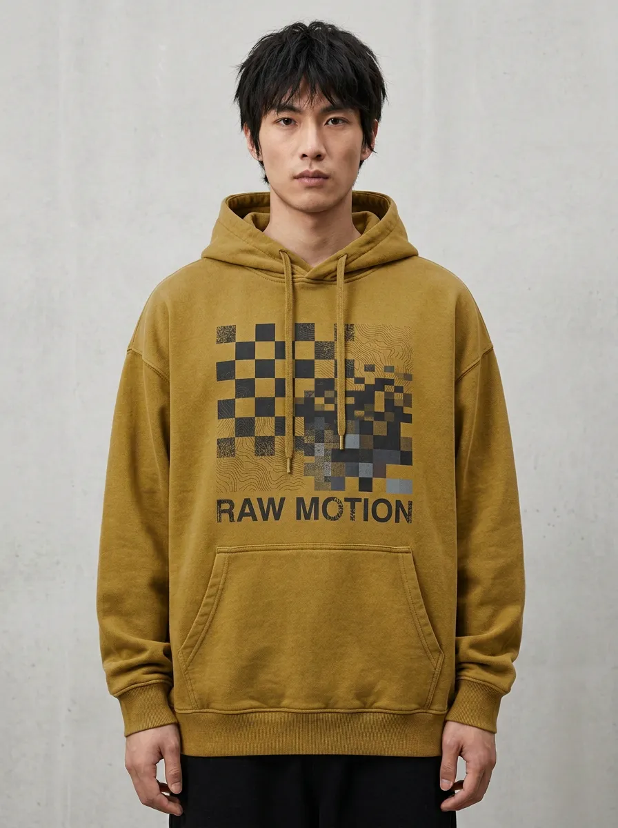 Streetwear Checkerboard Pixel Men's Graphic Hoodie