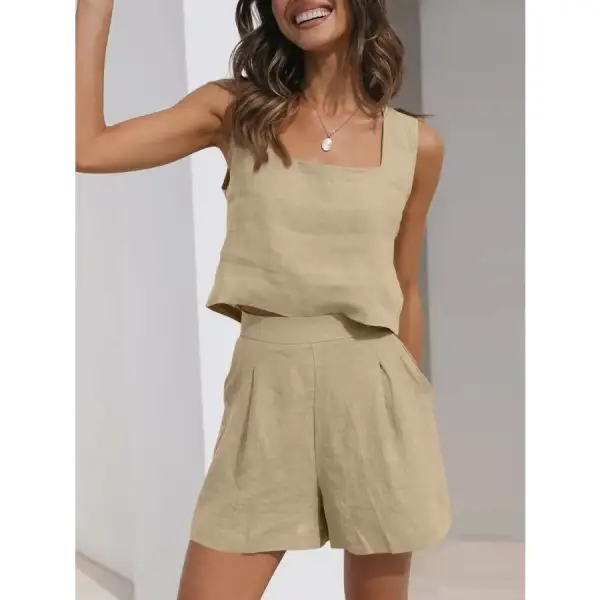 Square Neck Tank and Shorts Set