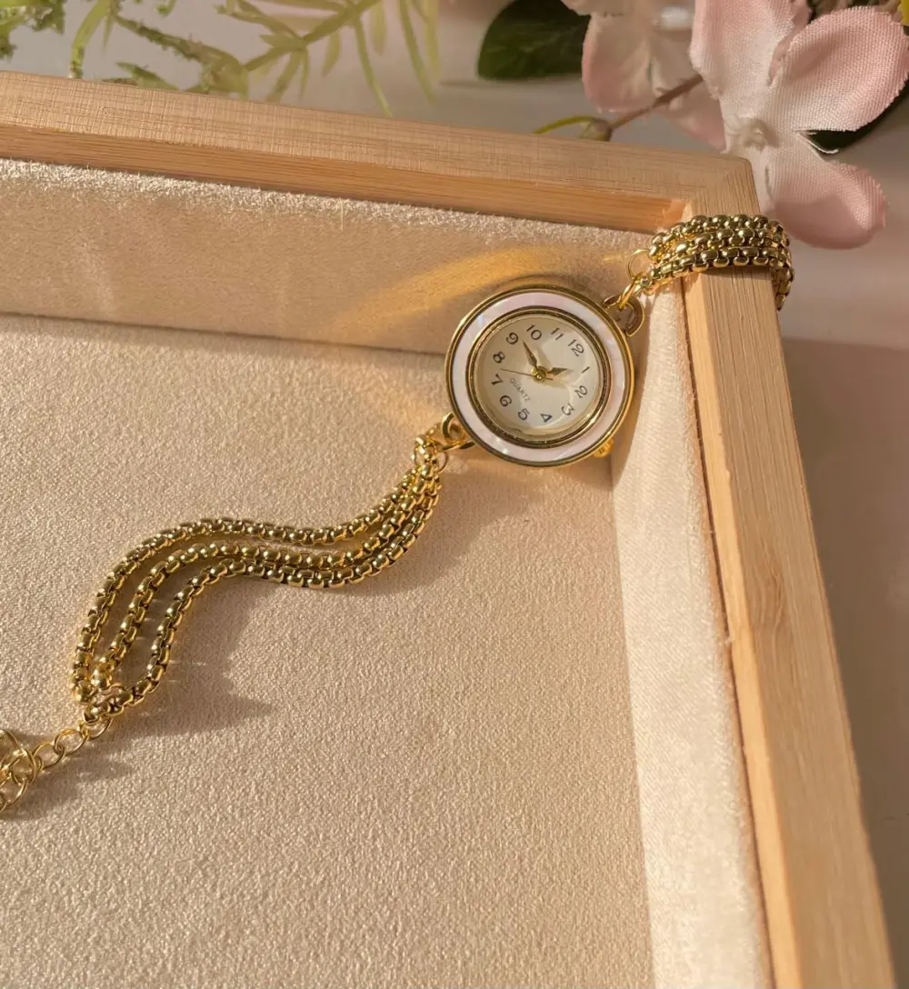 Stainless Steel Beaded Bracelet Watch