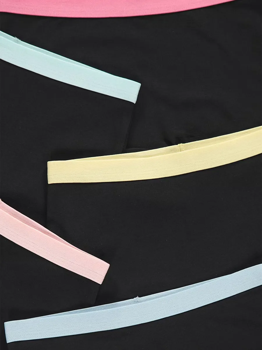 Black Pastel Waistband Shorts 5 Pack
