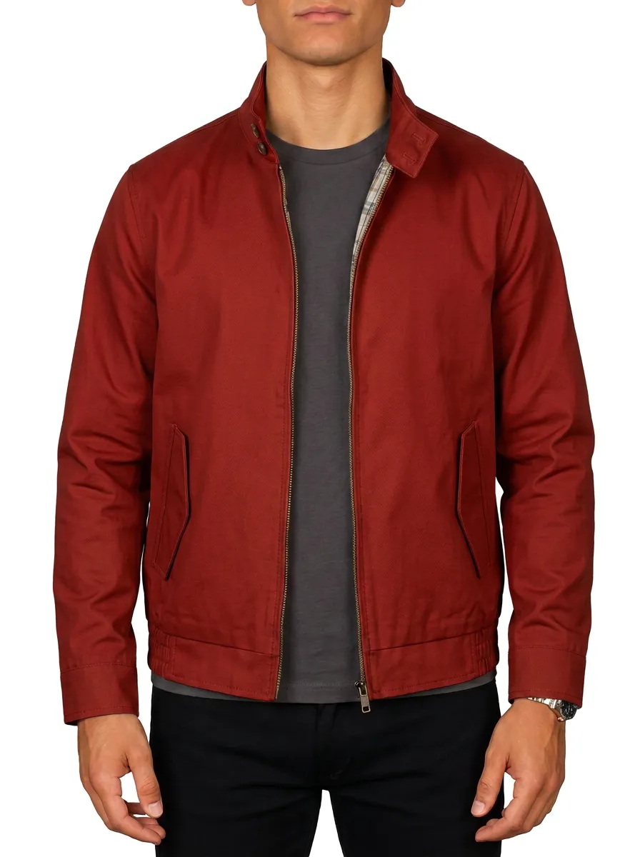 Men's Casual Classic Beige Harrington Printed Jacket