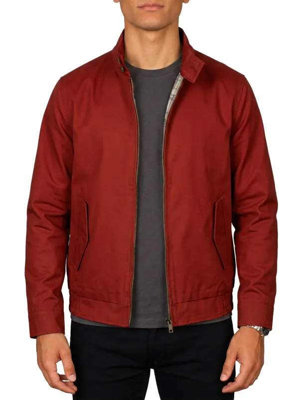 Men's Casual Classic Beige Harrington Printed Jacket
