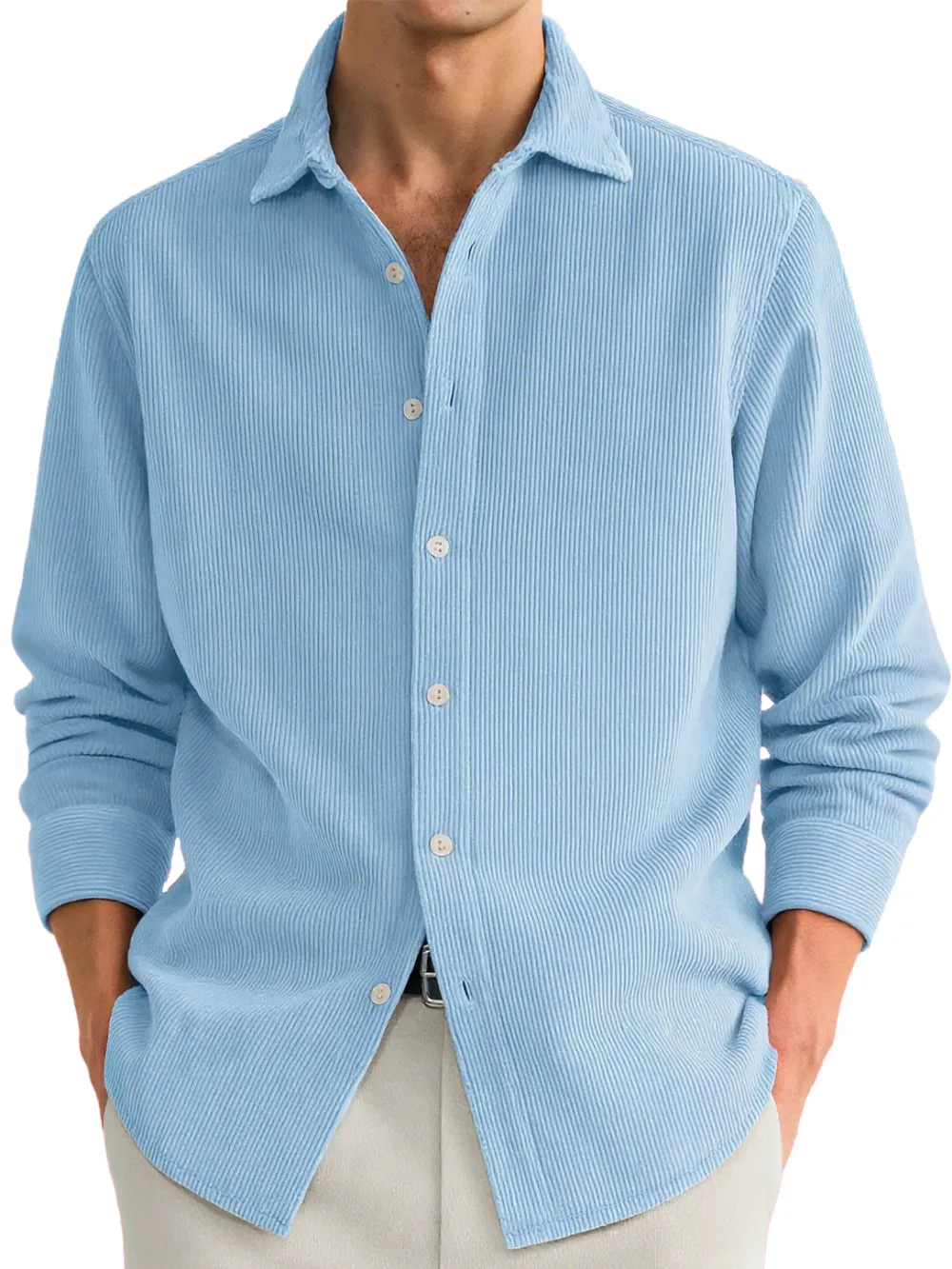 Clean Line Ribbed Knit Camp Collar Shirt