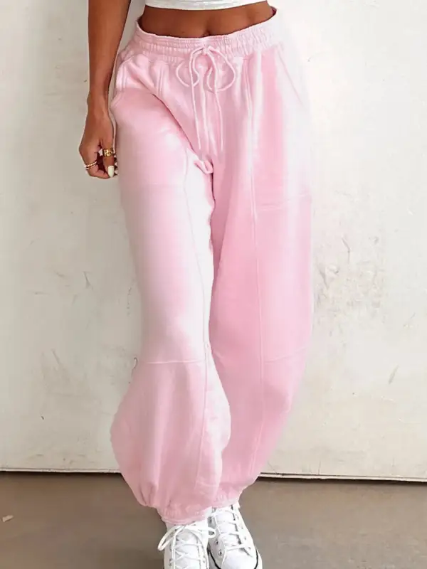 Sweat Drawstring Relaxed Fit Pocketed Pants