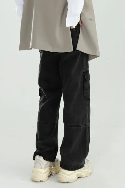 High-Rise Relaxed Cropped Washed Straight Leg Jeans