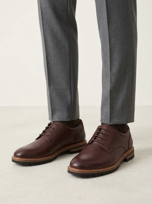 Men's Classic Brown Leather Plain Toe Oxford Shoes