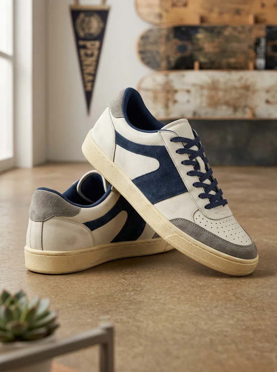 Men's Casual Retro Two-Tone Suede Leather Printed Shoes