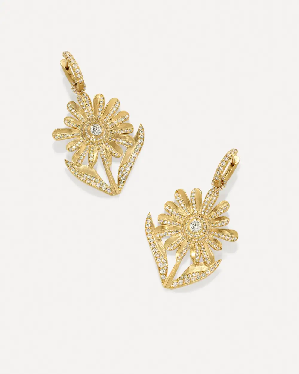 Pave Blossom Daisy Huggie Earrings