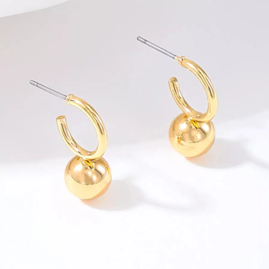 K Gold Plated Ball Hoop Earrings