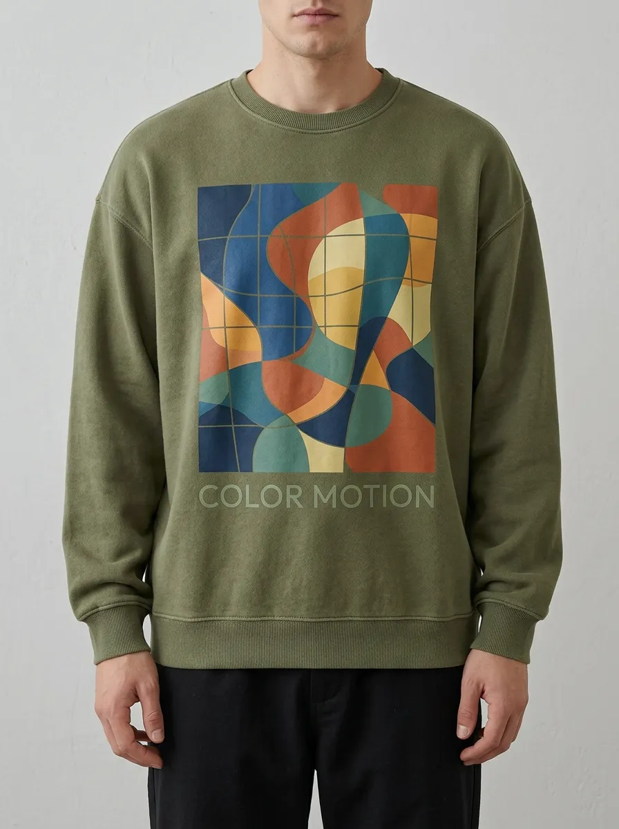 Men's Abstract Art Color Motion Printed Sweatshirt