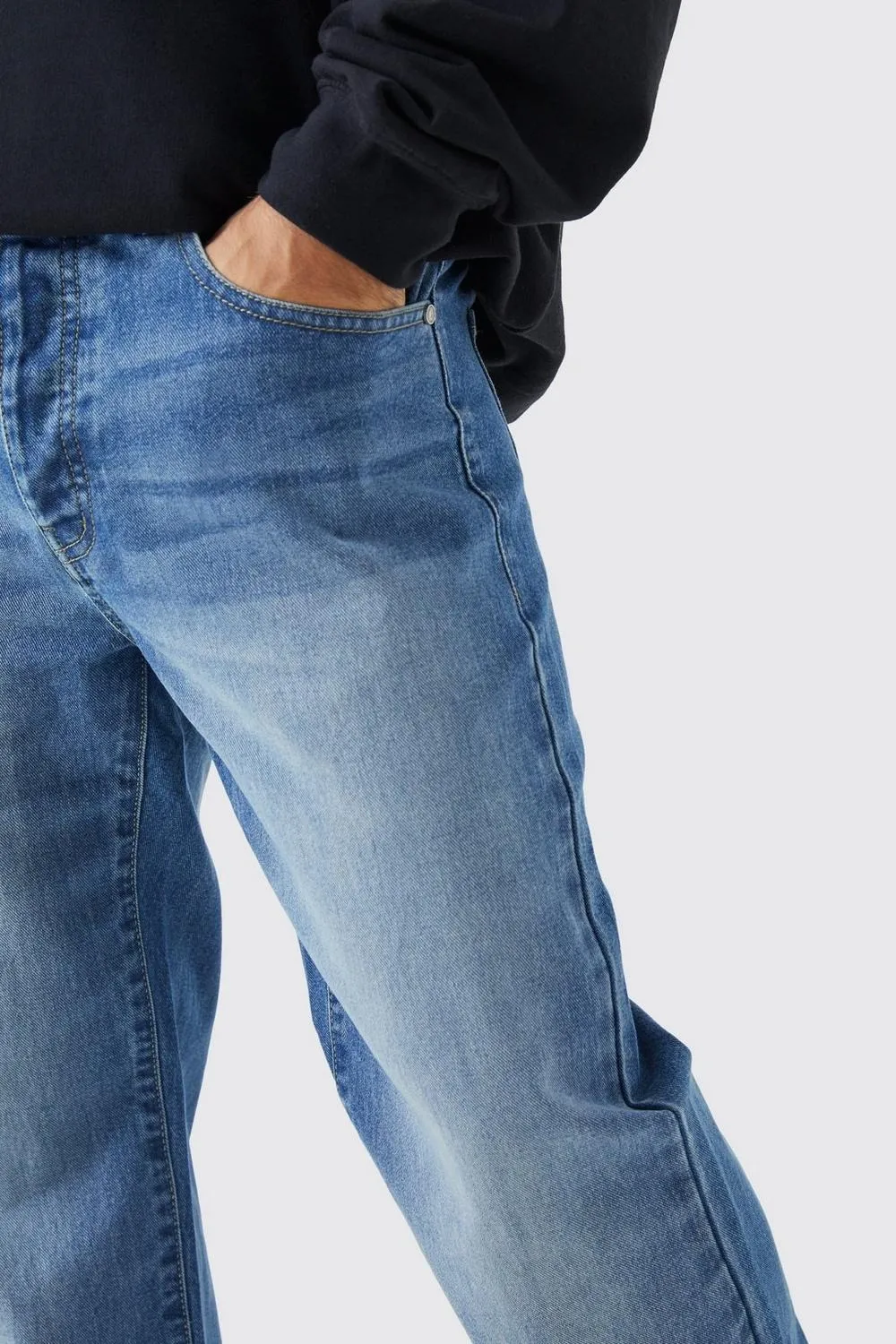 Relaxed Rigid Washed Jeans Casual Style