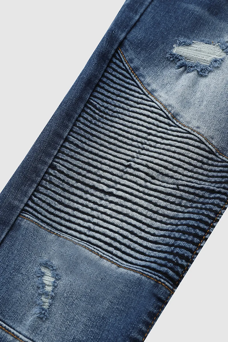 Ripped Raw Hem Low Rise Skinny Moto Jeans