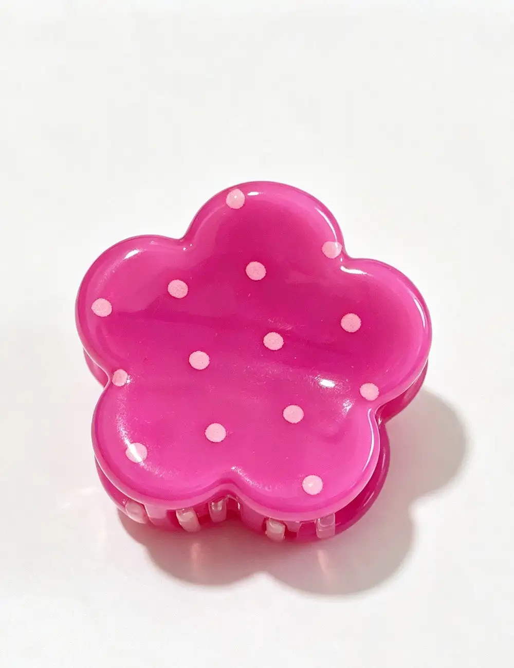 Flower Shape Polka Dot Print Mini Hair Claw Clip