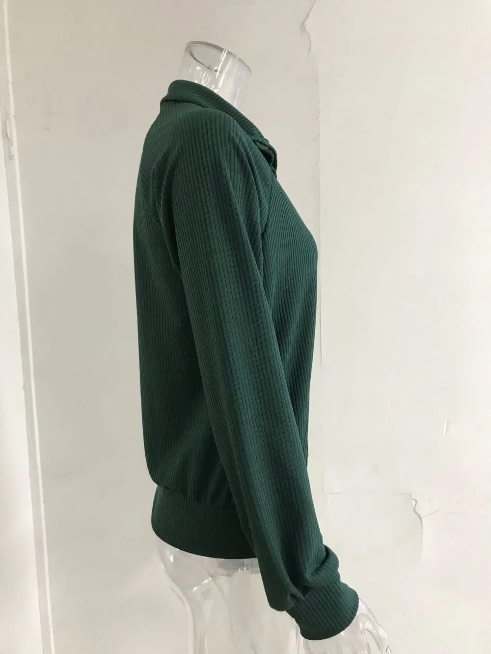 Full Size Ribbed Knit Zip-Up Outerwear Plus Size