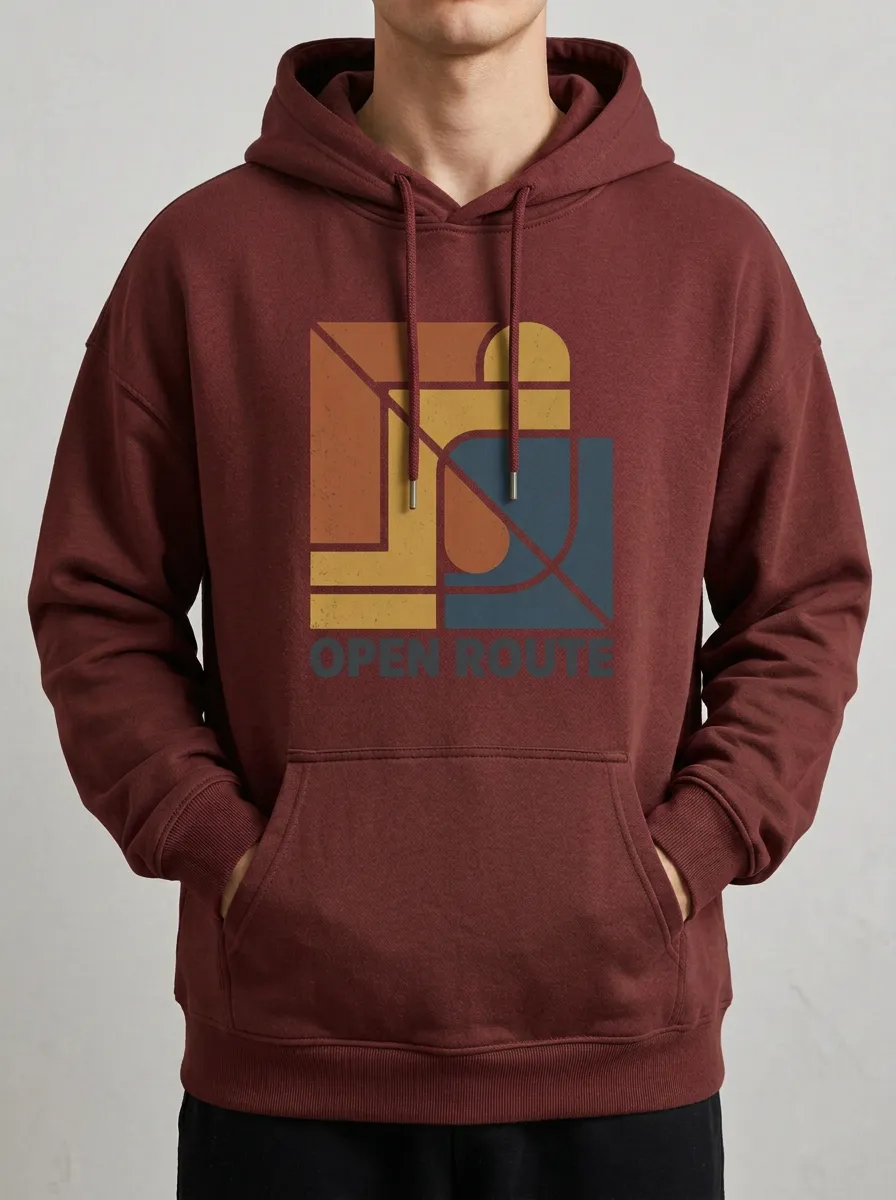 Unisex Metal Tip Geometric Lettering Hoodie