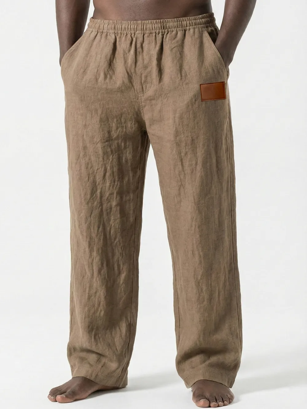 Linen Blend Seamed Detail Pants